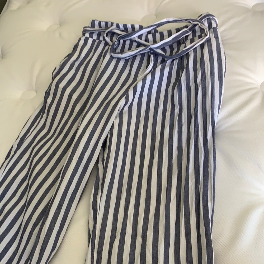 Striped Wide-Legged Pants